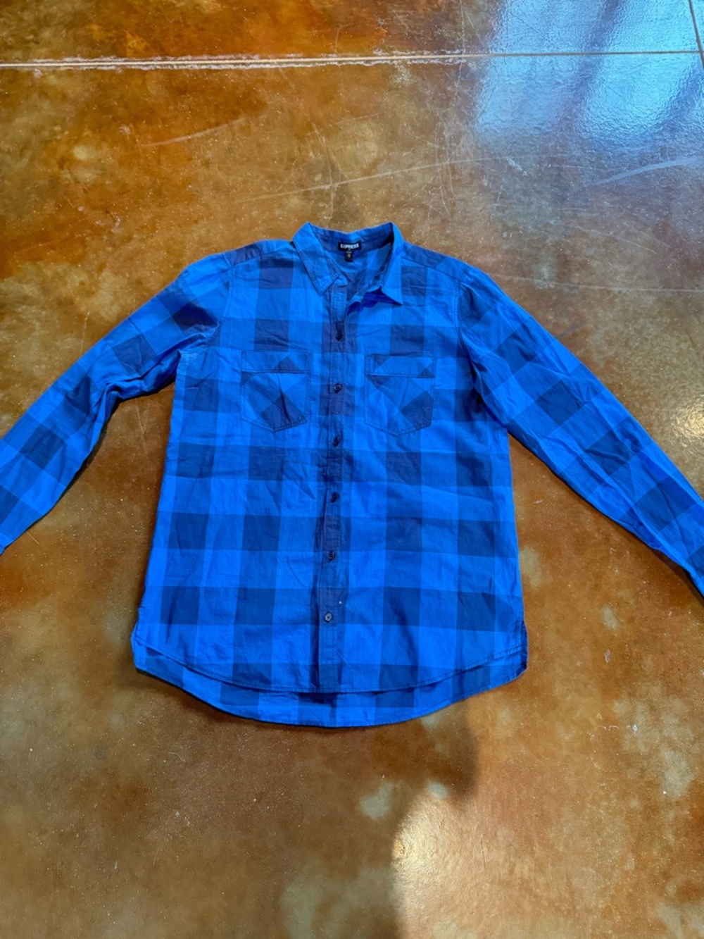 Express Blue Plaid Long-Sleeve Button-Down Shirt Women’s Medium